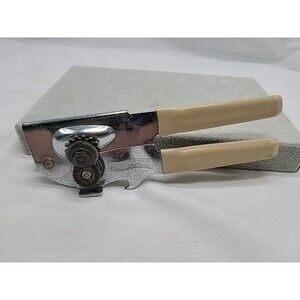Vtg SWING-A-WAY Manual Can / Bottle Opener Soft White Handle USA Swing Away